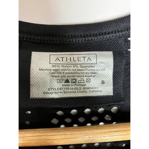 Athleta Women's Small Top Black Diamond Mesh Trophy Short Sleeve - Picture 6 of 9